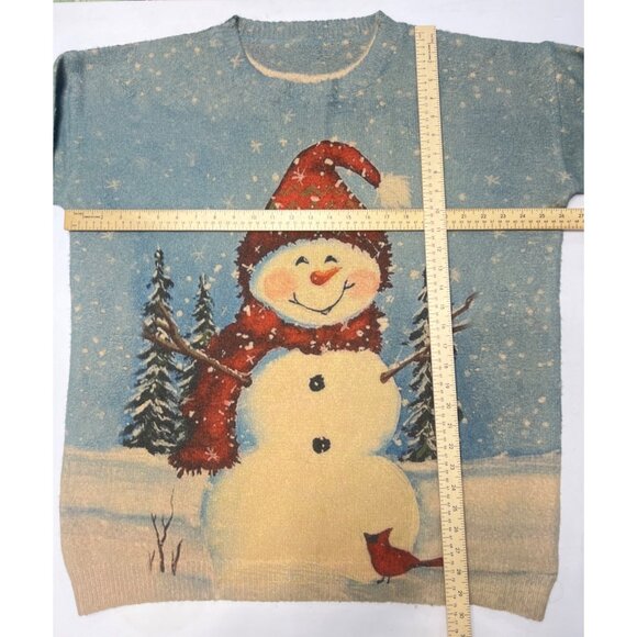 Christmas Snowman Sweater Cotton Wool Blend Winter Scene Sweater Size 2XL - Picture 5 of 9